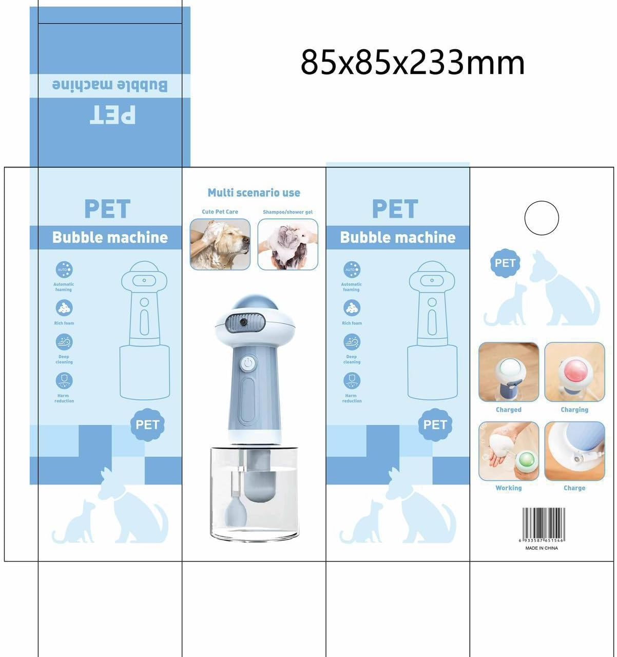 【2025New Arrival】Dog シャンプー BubbleてDevice ペットUse IPX7Waterproof ソープディスペンサー 【IPX7Waterproof Automatic foaming】Type-C Rechargeable Dog/Cat friendly Low Noise Design [400ml Large Capacity+ScaleりPayき シャンプーCan be saved] おBath/バスSupplies Low noise level efficien