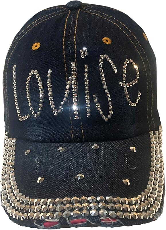 Popfizzy Bedazzled Hat for Women and Girls, Rhinestone Denim and Diamond Hat, Fun Adult Bling Hats, Sparkly Gifts, One Size