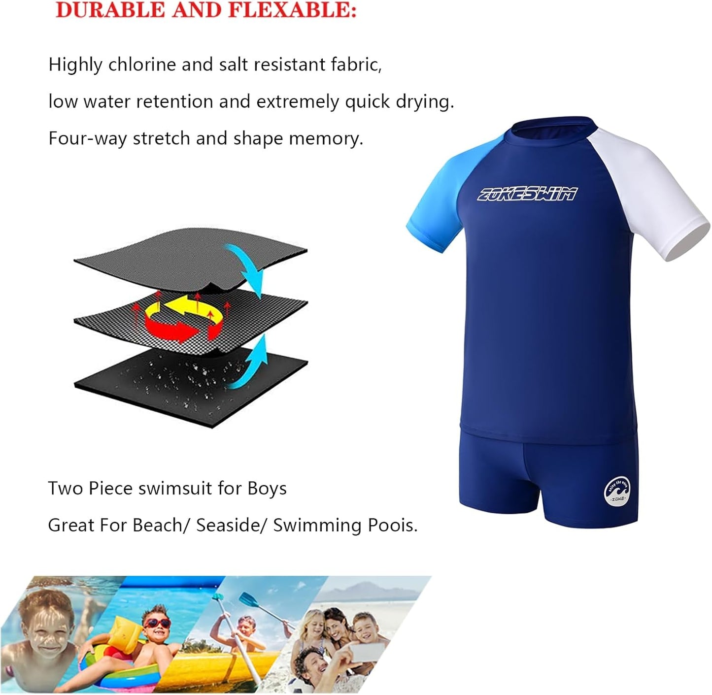 karrack Boys Two Piece Rash Guard Swimsuit Kid Water Sport Short Swimsuits UPF 50+ Sun Protection Bathing Suits