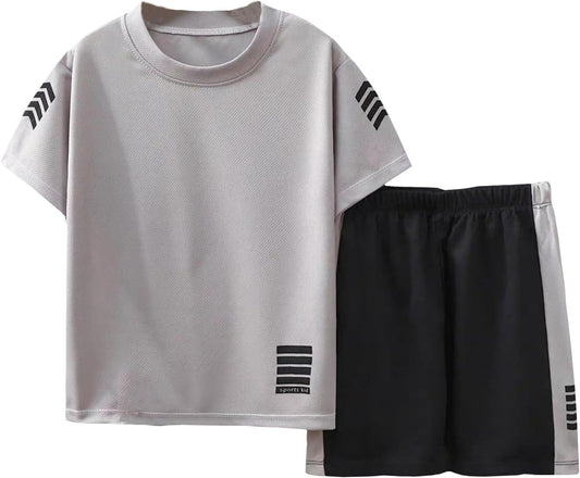 Toddler Boys Clothes Mesh Athletic Summer Short Sleeve T-Shirt and Shorts Kids Outfit Set 3-10 Year