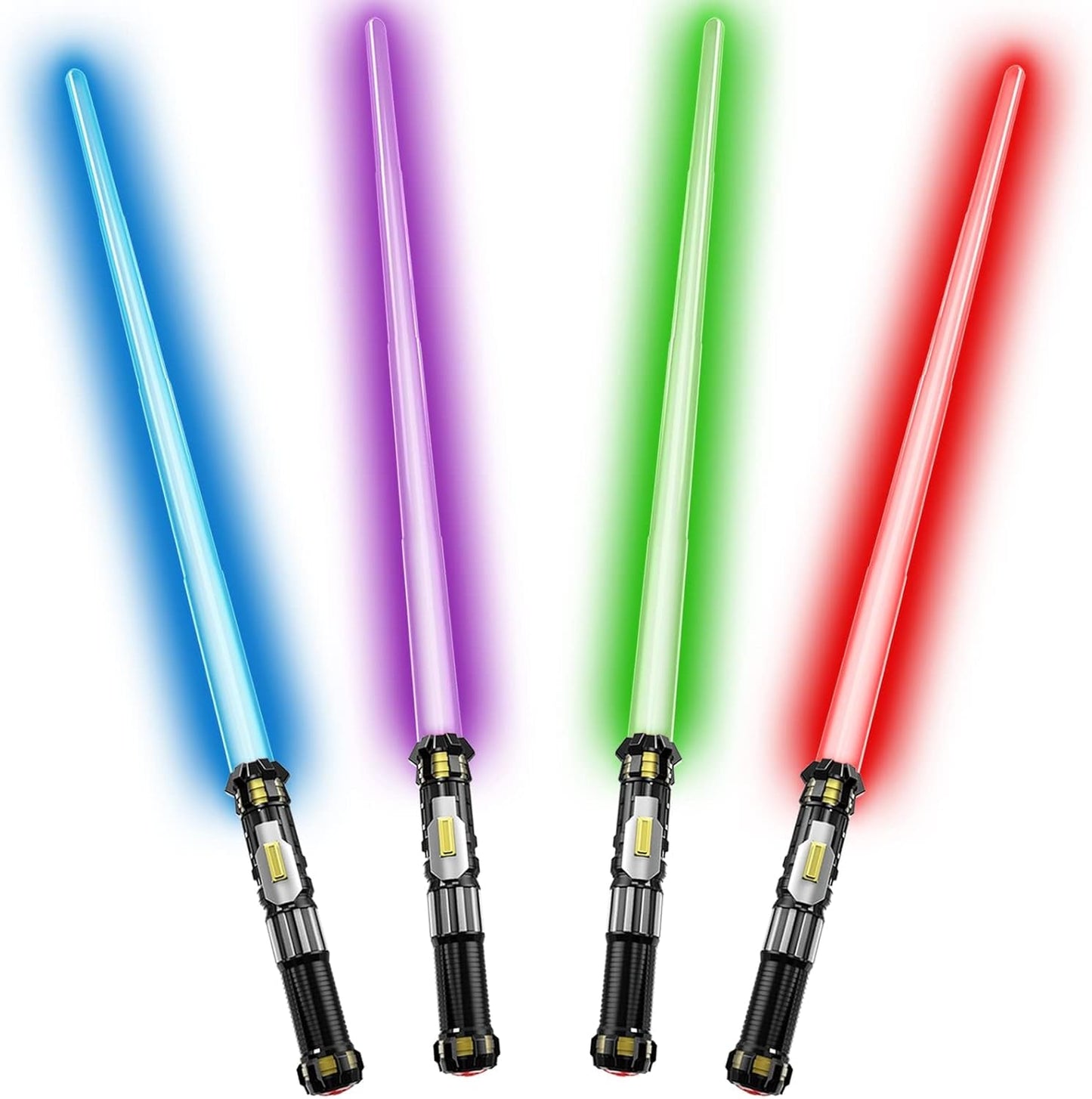 4 Pack Light up Sword Saber with FX Sound (on - Off Control) and Full Retractable Handle, 4 Colors LED Glow in The Dark Toy for Kids Adult - TrendyLookz