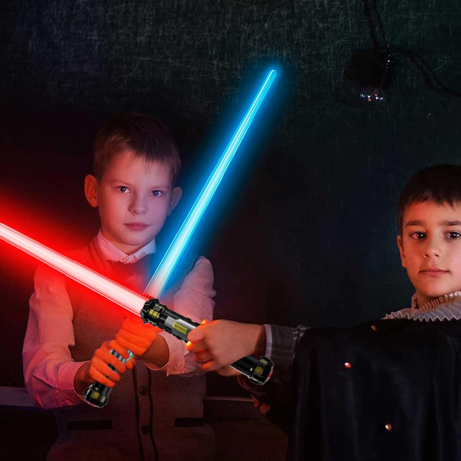4 Pack Light up Sword Saber with FX Sound (on - Off Control) and Full Retractable Handle, 4 Colors LED Glow in The Dark Toy for Kids Adult - TrendyLookz