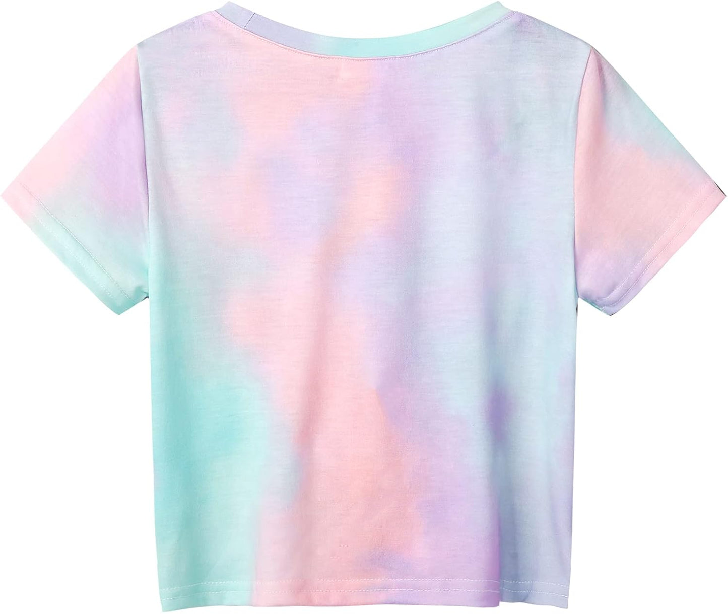 Arshiner Girls T-Shirts Twist Front Kids Summer Printed Round Neck Short Sleeve Tops Casual Fashion Tee Shirt for Girls 5-12 Years