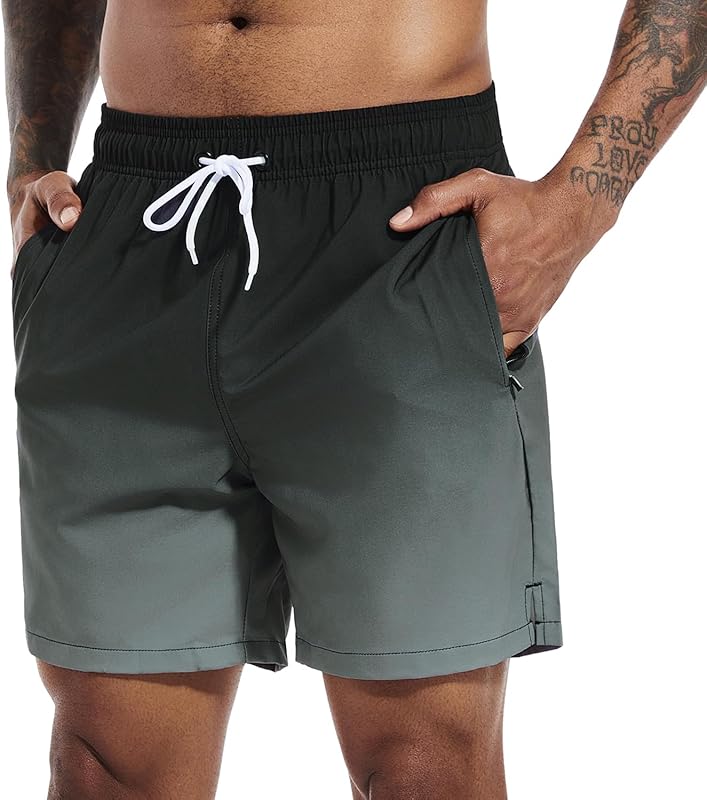 SILKWORLD Men's Swim Trunks Quick Dry Beach Shorts with Pockets