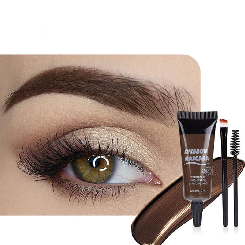 Tinted Thickening Eyebrow Mascara with Two Eyebrow Brushes,Brow Fast Sculpt,Waterproof,Transfer-proof,Eyebrow Tinting Kit- Cruelty Free - Light Medium Brown (1 Pack) (1Pc 01#Brown)