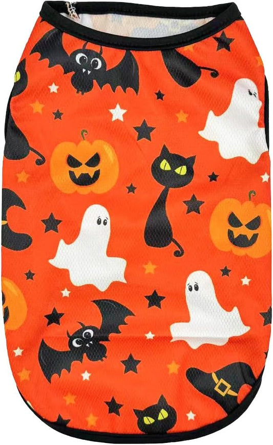 Dog Shirt Dog Halloween Costumes for Small Dogs Cat Printed Tank Tops for Small Dogs Dachshund Clothes Orange01 X-Small