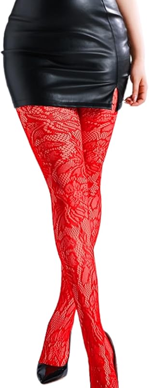 Sexy Lace Tights For Women, High Waisted Fishnet Stockings Concert, Floral Patterned Pantyhose Leggings Rave Outfits
