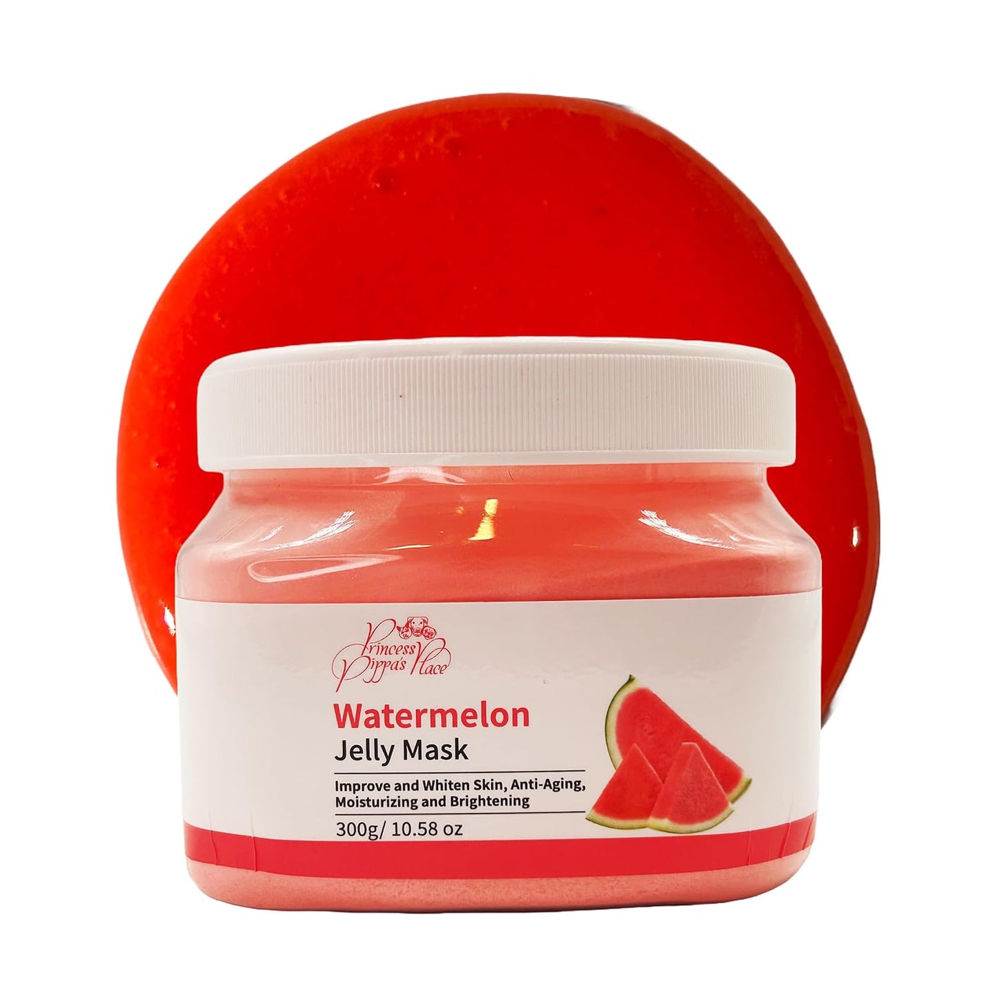 Princess Pippa's Place Watermelon Jelly Mask Powder - Jelly Face Mask Peel Off- Hydrating, Moisturizing, Anti-Aging Jelly Mask for Face Glowing and Radiant Skin- 300G/10.58 Oz, Red