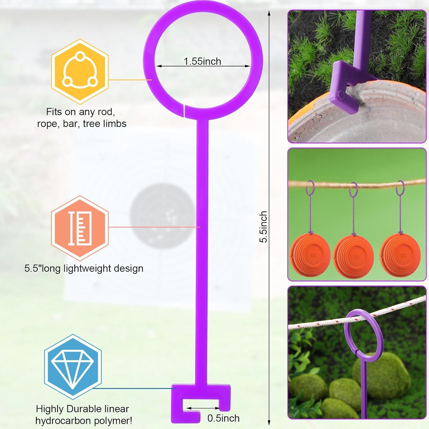 Lenwen 75pcs Clay Target Holders, Versatile Clay Pigeon Hooks Hanging Target Hangers for Outdoor Shooting Practice