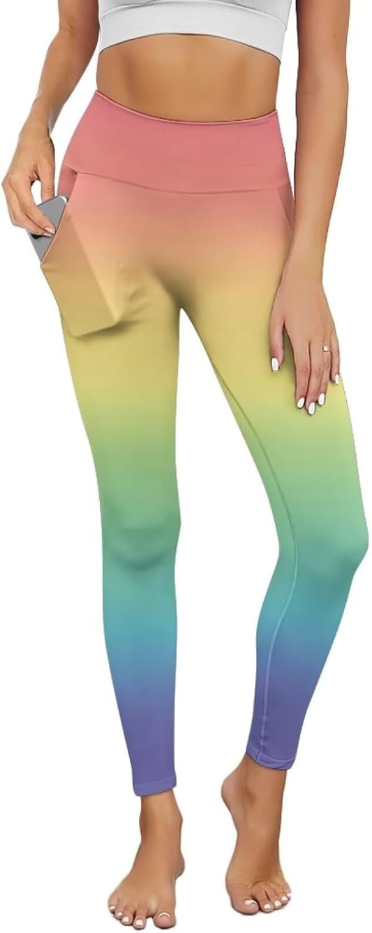 Poceacles Yoga Pants for Women with Pockets Full Length Workout Leggings High Waist Tummy Control Lounge Pants Activewear