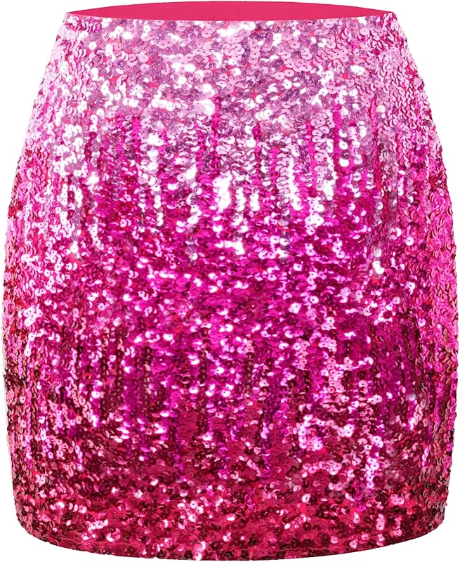 Maner Women's Sequin Skirt Sparkle Stretchy Bodycon Mini Skirts Night Out Party