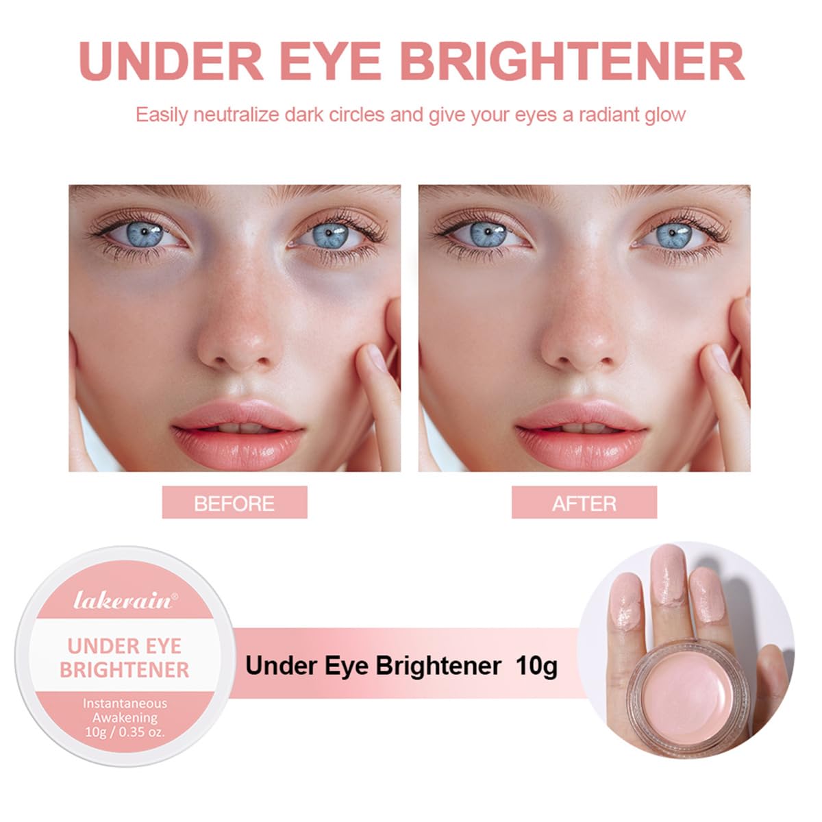 Under Eye Brightener, Concealer Full Coverage for Dark circles, Lightweight Radiant Cream Under Eye Concealer (Light Pink, 1 PC)