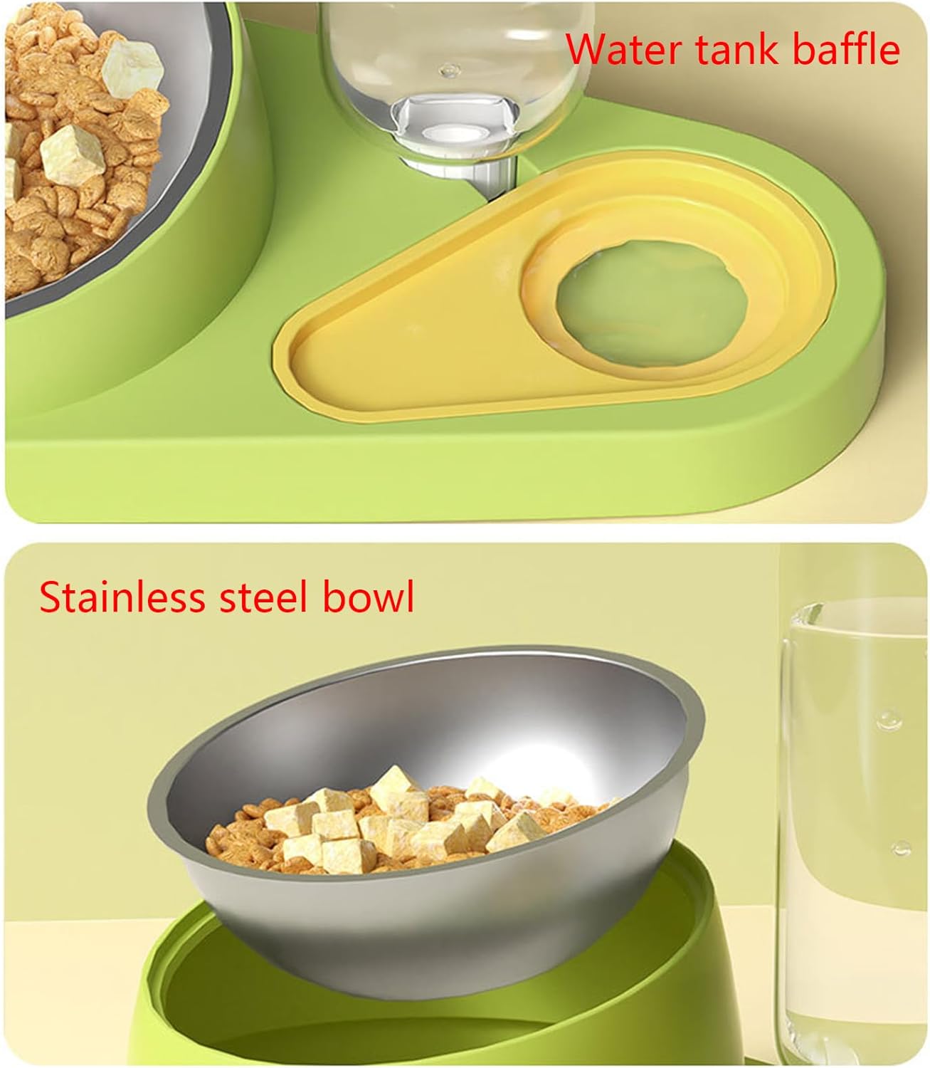 Dog Feeder Set Tilted Postures Cats Food Bowl Anti-Vomiting Raised Bowls with Water Dispenser Bottle Easy to