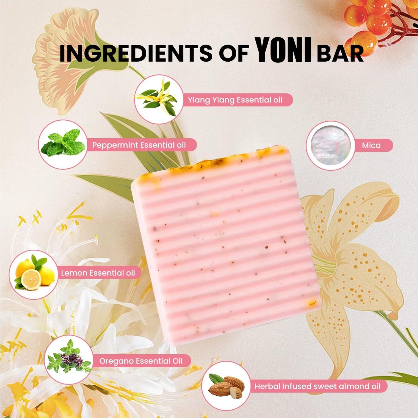 2 pcs set Yoni Soap Bar - Handmade Bath Rose Soap Bars - Yoni PH Balanced Cleansing Feminine Wash - Honey Soap for Women Yoni Wash, Razor Bumps, Dryness, Away Odor (Pink & Blue)