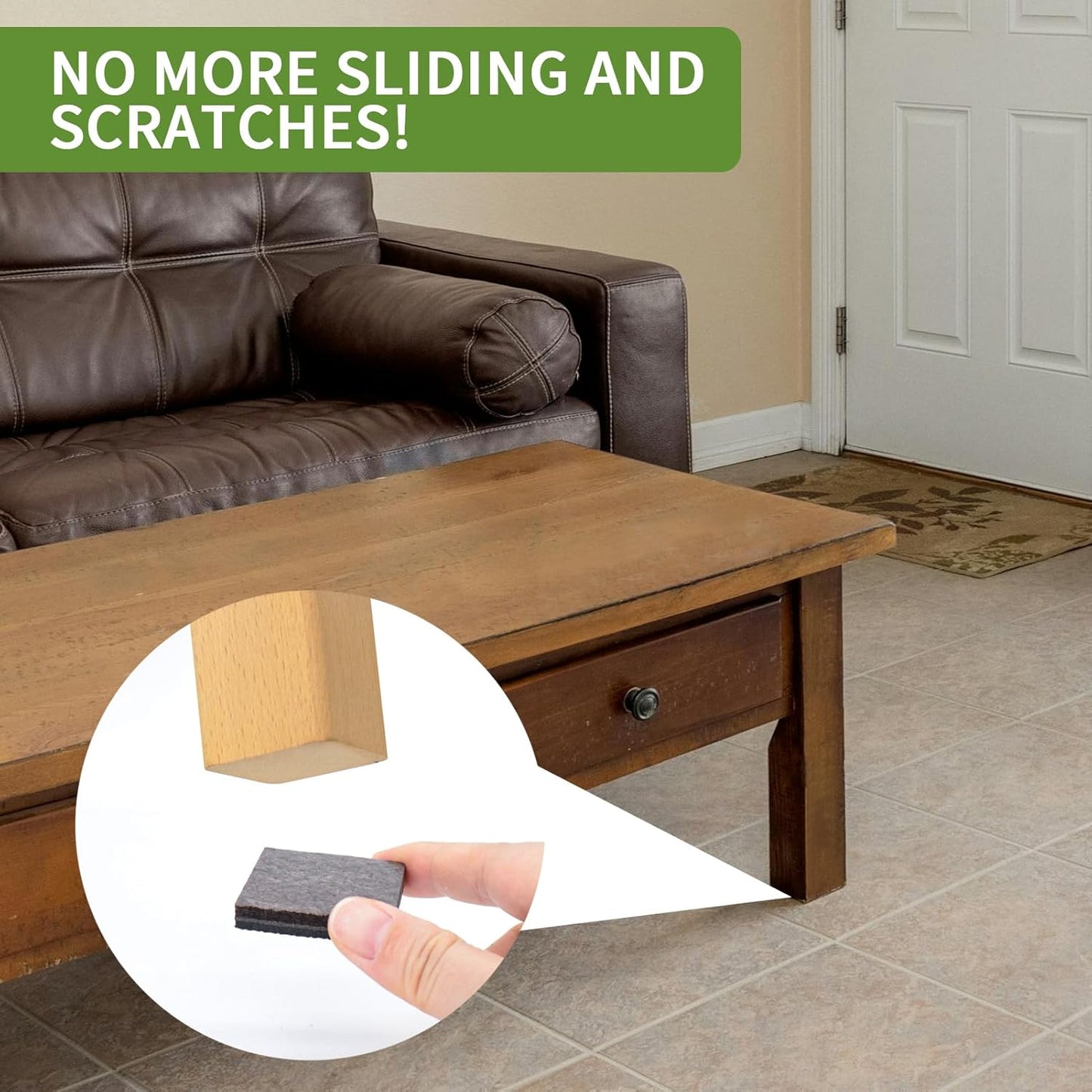 Non Slip Furniture Pads 16 PCS 2'' Square - Anti Slip Furniture Pads - Self Adhesive Rubber Feet Furniture Feet - Chair Leg Floor Protectors - Keep Furniture in Place
