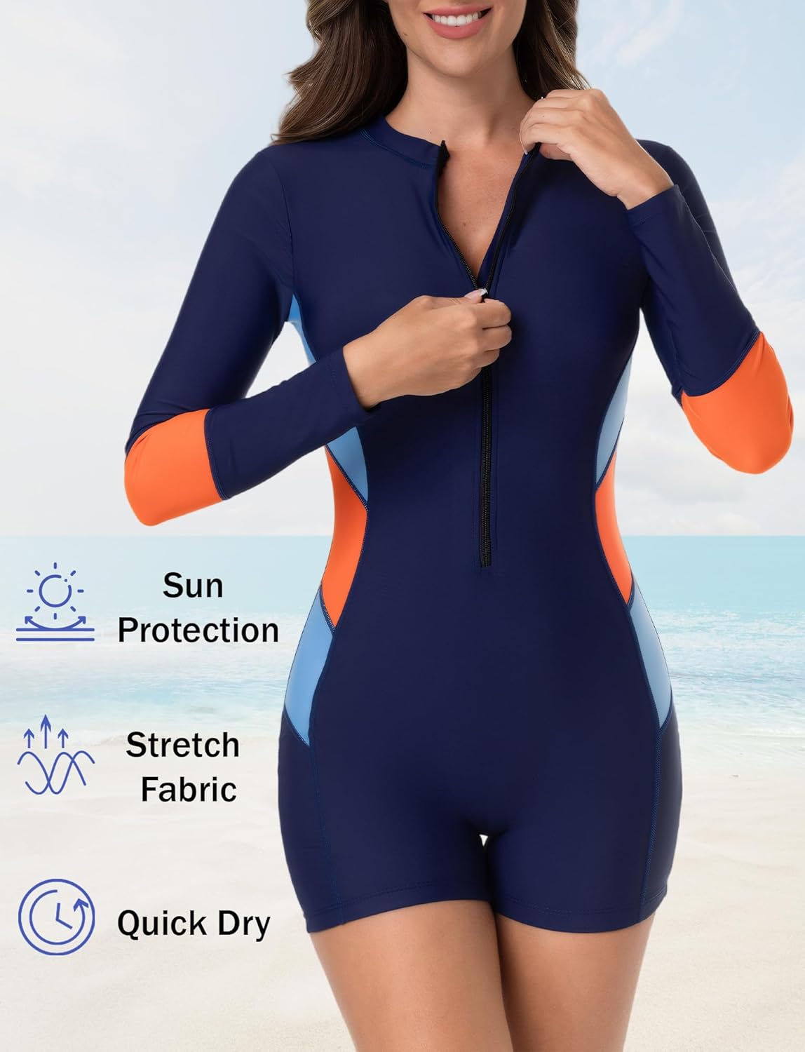 FEOYA Women’s One Piece Boyleg Bottom Surfing Swimsuit Long Sleeve Rash Guard UPF 50+ Bathing Suit Swimwear 2025