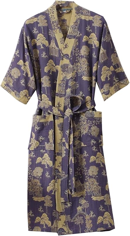 PRINCESS BRIDE 3/4 Sleeve Close Skin Cotton Gauze Summer Breathable Soft Pajamas Spa Bath Quick Dry Robe for Couples