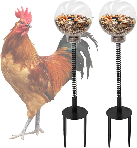 Oooct 2 Pack Chicken Peck Toys, Chicken Enrichment Toys, Chicken Swing Feeder, Chick Slow Feeder Toy, Chicken Coop Toys for Hens Poultry Duck Birds Parrots, Transparent