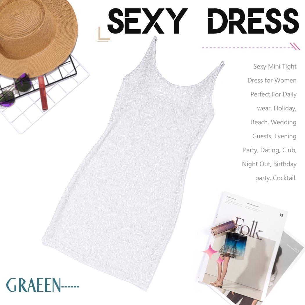 GRAEEN Sexy Latex Mini Dress Faux Leather Bodycon Dresses for Women