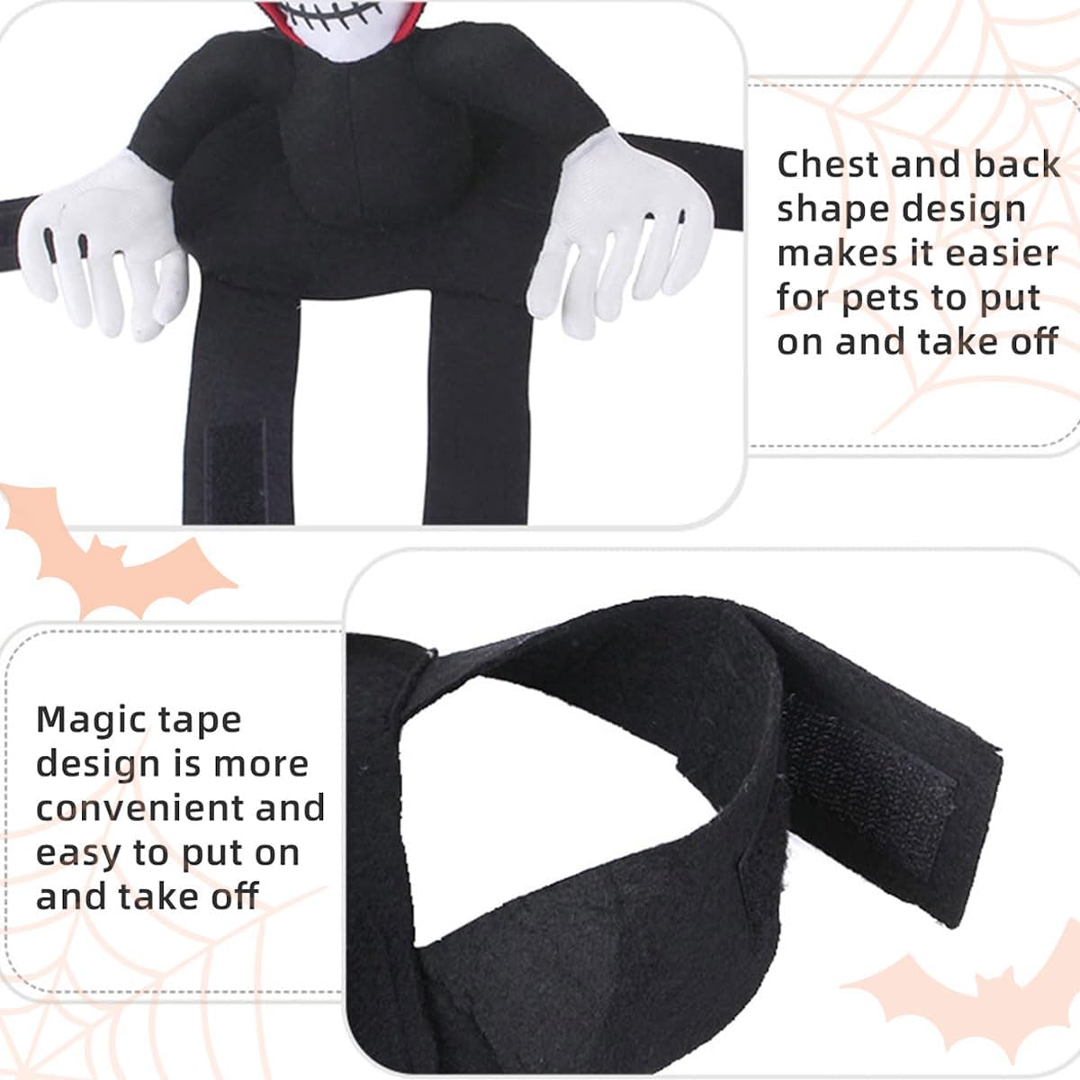 Dog Costumes Halloween Funny Dog Ghost Riding Costumes Novelty Pet Ghost Saddle Apparel Grim Reaper Rider Style Outfit for Small Medium Dogs Cats (Small)