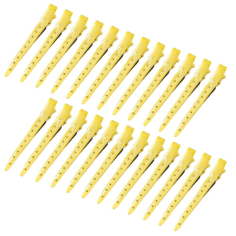 24 Packs Duck Bill Clips, Bantoye 3.5 Inches Rustproof Metal Alligator Curl Clips with Holes for Hair Styling, Hair Coloring, Silver
