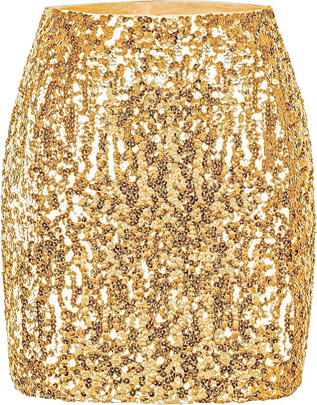 Maner Women's Sequin Skirt Sparkle Stretchy Bodycon Mini Skirts Night Out Party