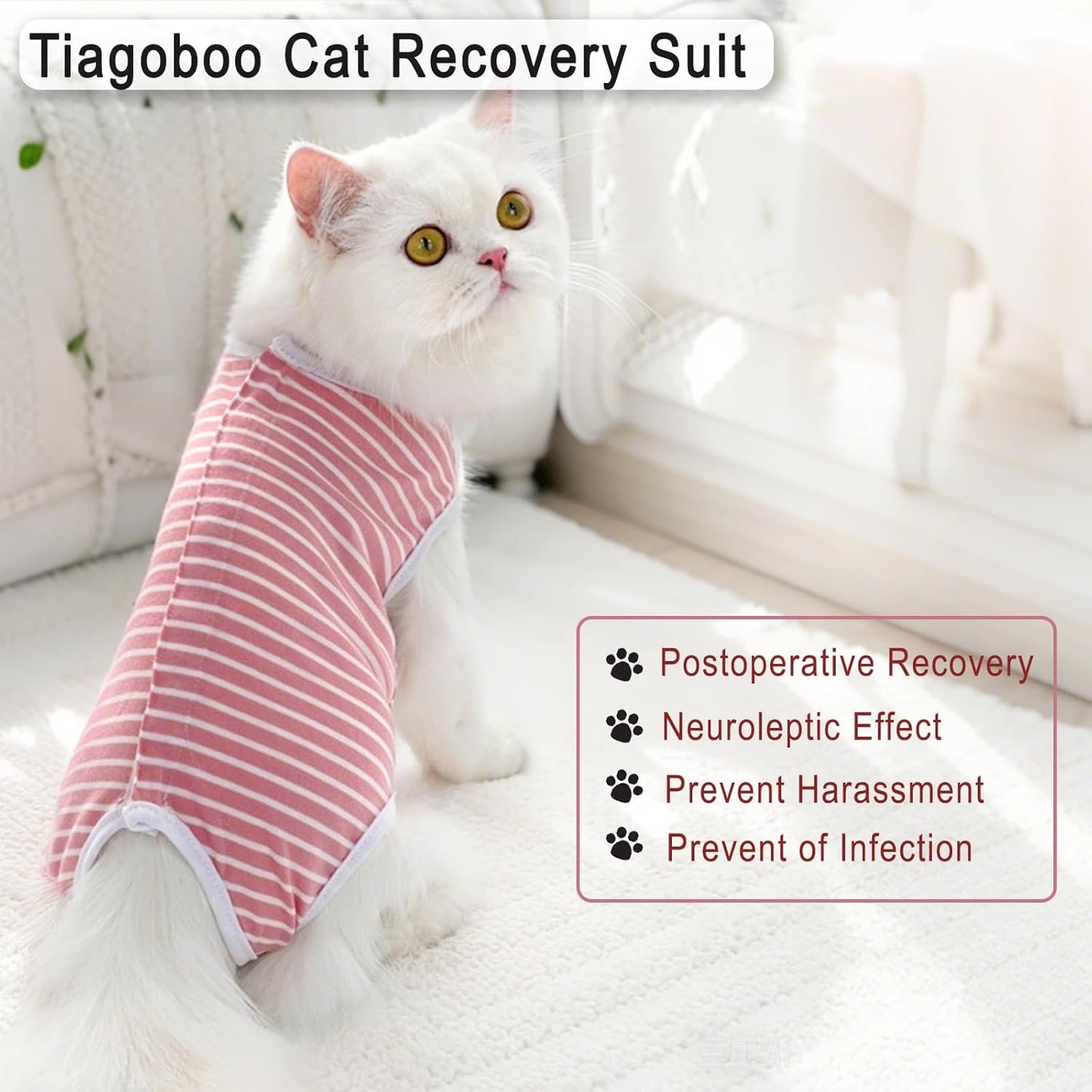 Cat Recovery Suit for Male and Female Surgical Post Surgery Soft Surgery Recovery Suit Onesie for Cats,E-Collar Alternative Anti-Licking Outfit Pet Surgical Recovery Pajama Suits