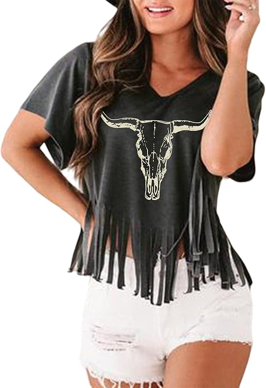 Nashville Tshirt for Women Country Concert Fringe Tops Country Music Shirts Short Sleeve Cowgirl Graphic Tees