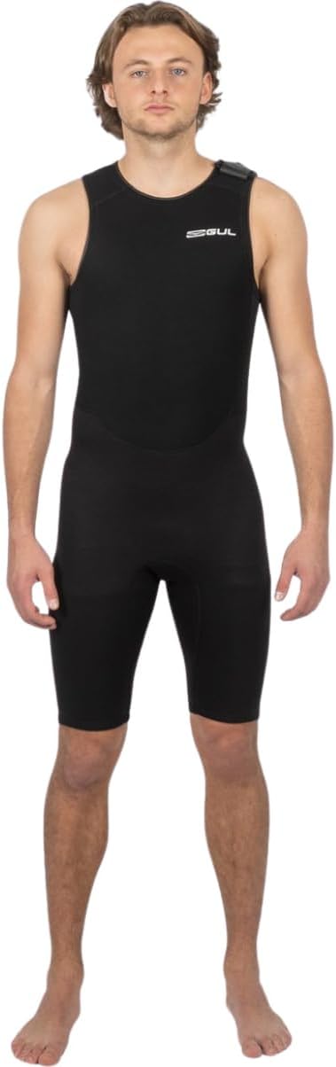 Mens Response 3/2mm Flatlock Short John Wetsuit - Black - Easy Stretch