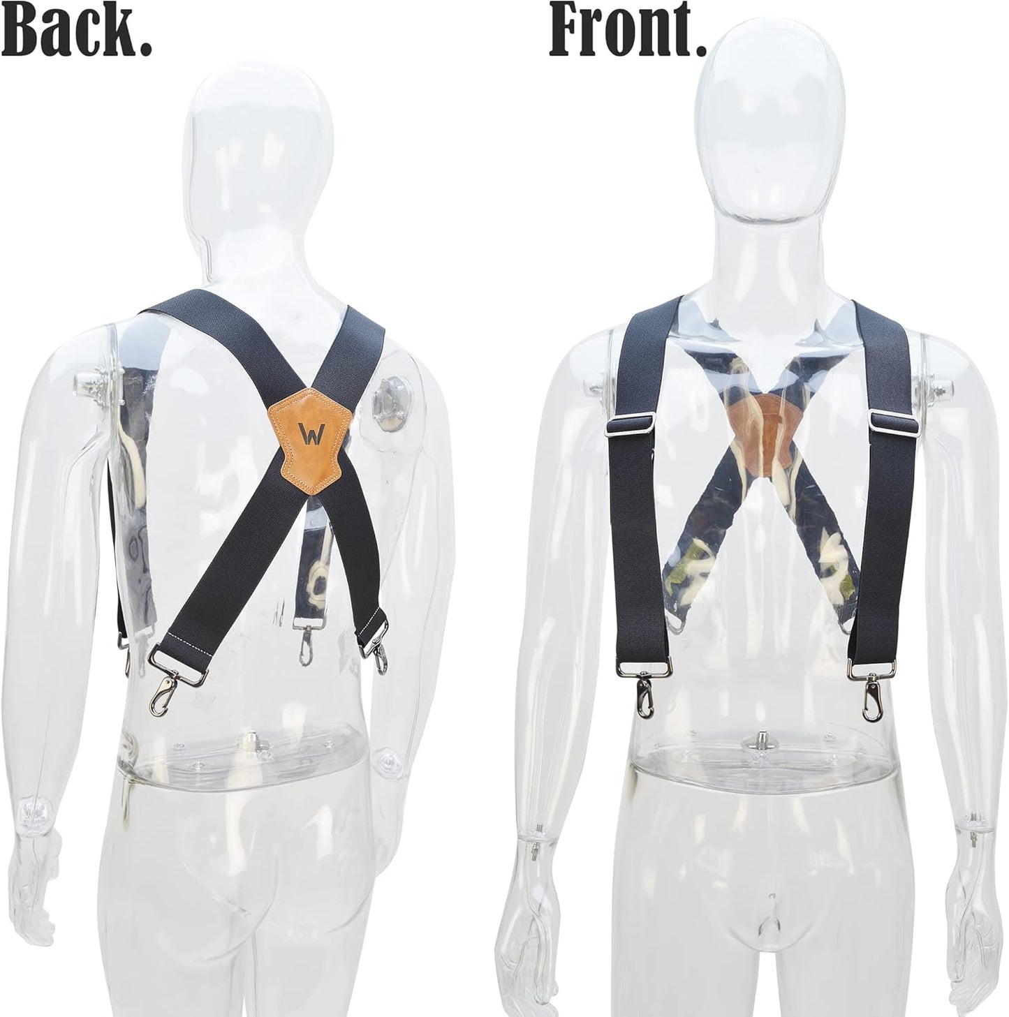 WELKINLAND 2Inch-Wide Full Elastic Suspenders, Heavy Duty Men's Work Suspenders with Hooks