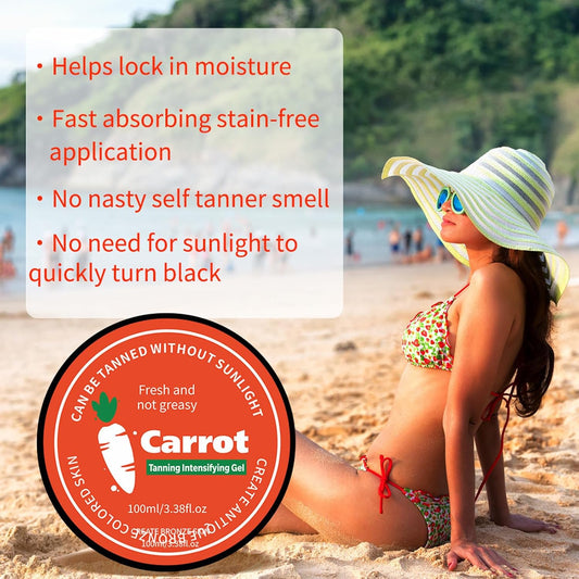 Carotene Tanning Gel, Carrot Tanning Gel, Luxury Intensive Tanning Gel, Tanning Accelerator Cream Gel for Natural Tan Skin, Tanning Gel for Outdoor Sun & Sunbeds (1PC)