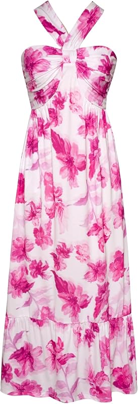 GRACE KARIN 2025 Women's Criss Cross Halterneck Sleeveless Summer Floral Print Flowy A Line Maxi Dress