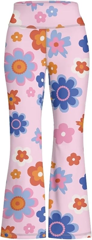 Girls' Athletic Leggings Bell Bottoms Kids Dance Running Yoga Pants High Waisted Workout Active Dance Tights