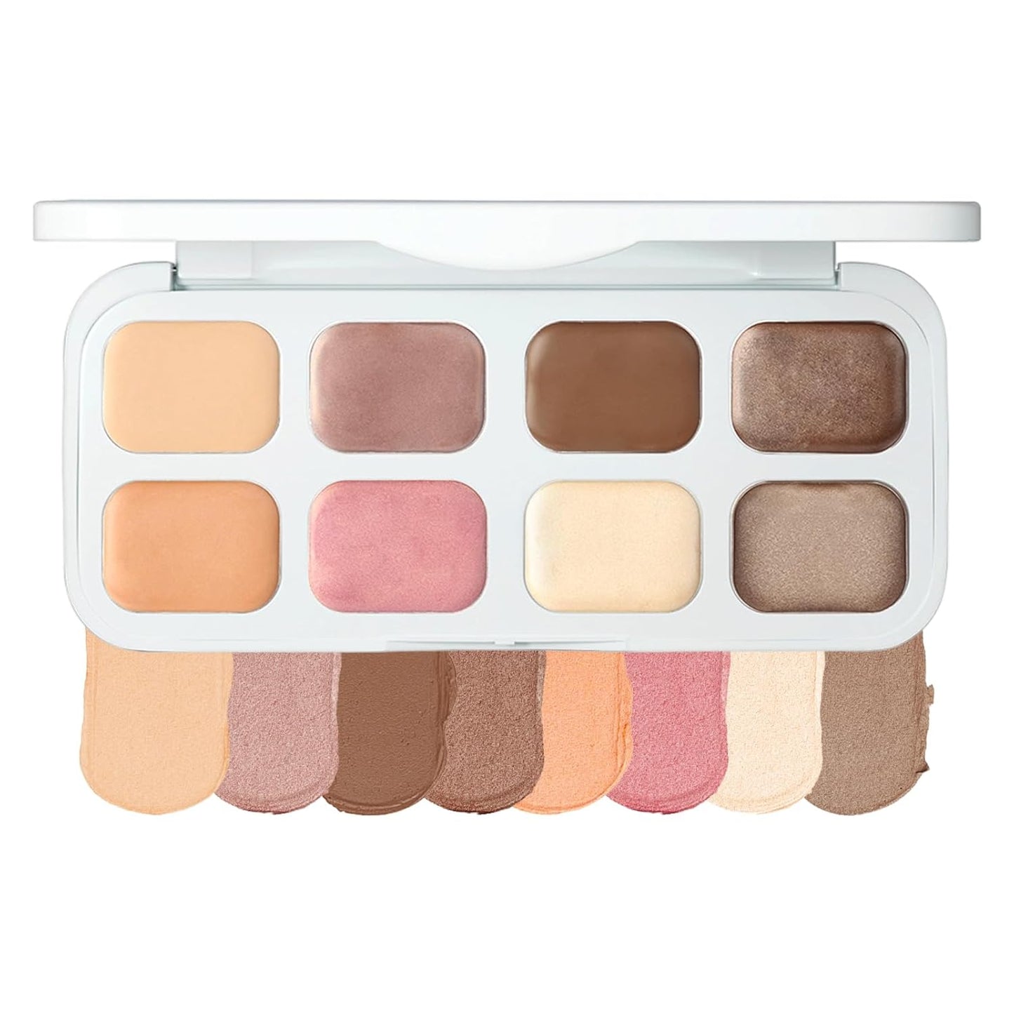 Erinde 8 Colors Cream Eyeshadow Contour Palette Makeup, Nude Rose Pink Chocolate Coffee Beige Brown Matte Shimmer Glitter Highly Pigmented Eye Shadow Palette, Eye Brightener Makeup Highlighter