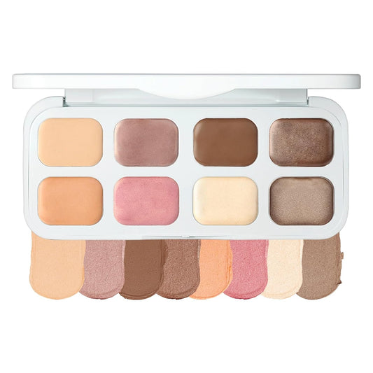 Erinde 8 Colors Cream Eyeshadow Contour Palette Makeup, Nude Rose Pink Chocolate Coffee Beige Brown Matte Shimmer Glitter Highly Pigmented Eye Shadow Palette, Eye Brightener Makeup Highlighter