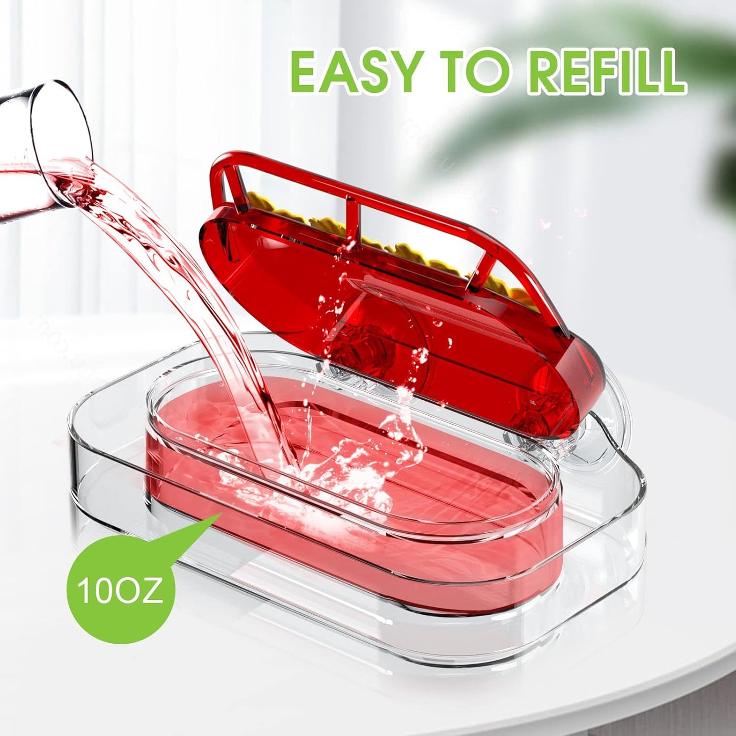 Window Hummingbird Feeder, Strong Suction Cup Hummingbird Feeder with 4 Feeding Ports, Easy to Clean and Refill Plastic Humming Bird Feeder, 1 Pack, 10oz