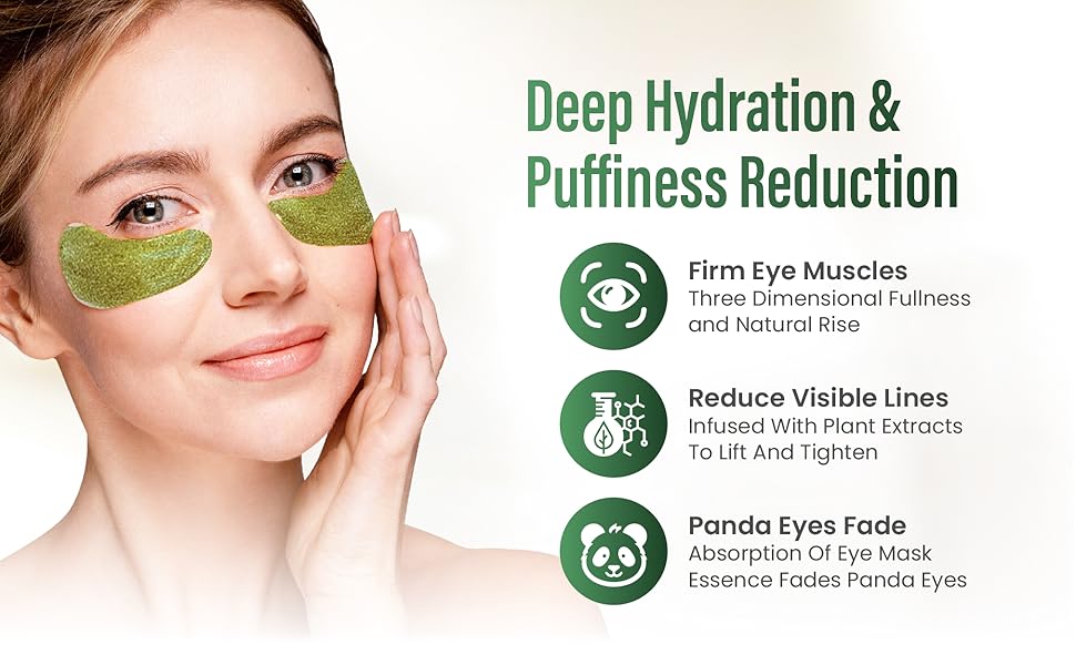 Green Cosmos. 24k Under Eye Patches - 30 Pairs - Under Eye Mask for Eye Care,Hydrating Moisturizing Eye Mask Patch Under Eye Patches for Dark Circles and Puffiness (Avacado)