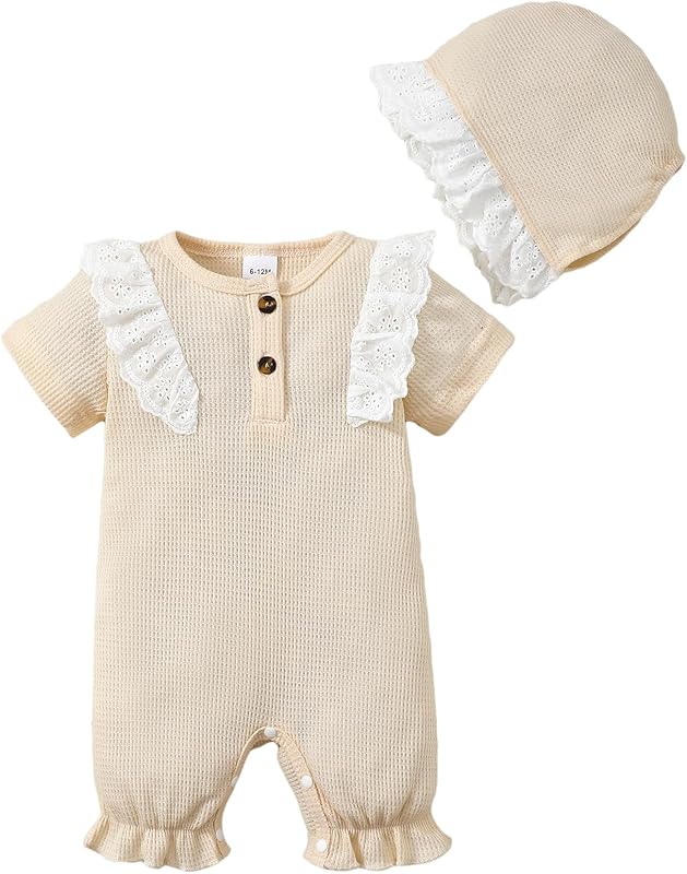 SUNNY PIGGY Newborn Baby Girl Clothes Baby Girl One Piece Romper Fall Winter Long Sleeve with Hat Sets Cute Infant Outfits