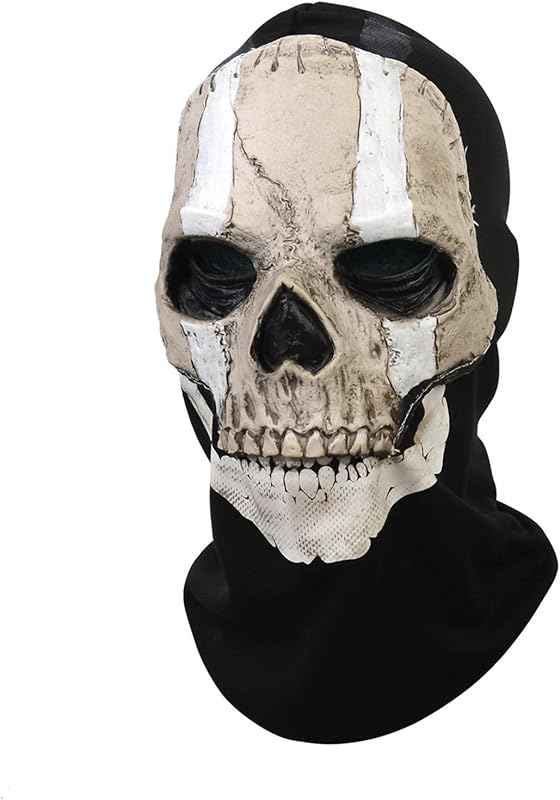 RRANYF Creepy Halloween Full Head Skull Mask with Movable Jaw, Adult Entire Head Realistic Latex Helmet, Scary Skeleton