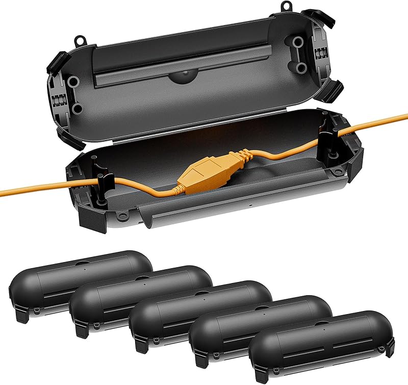 Iwillink 4 Pack Outdoor Extension Cord Safety Cover with Waterproof Seal, Weatherproof Power Cord Cover, Protect Outdoor Outlet, Christmas Holiday Decoration Light - Black