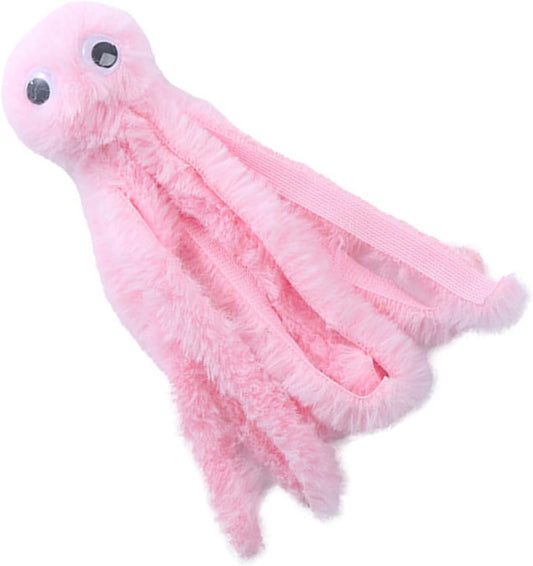Mjaie Jouet d'activité pour chat en peluche en forme de pieuvre - Jouet de dentition mignon pour chaton - Tige molaire interactive - Résistant aux morsures - Rose