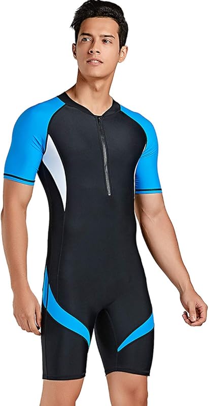 Cokar Short Sleeve Men One-Piece Boyleg Swimsuit