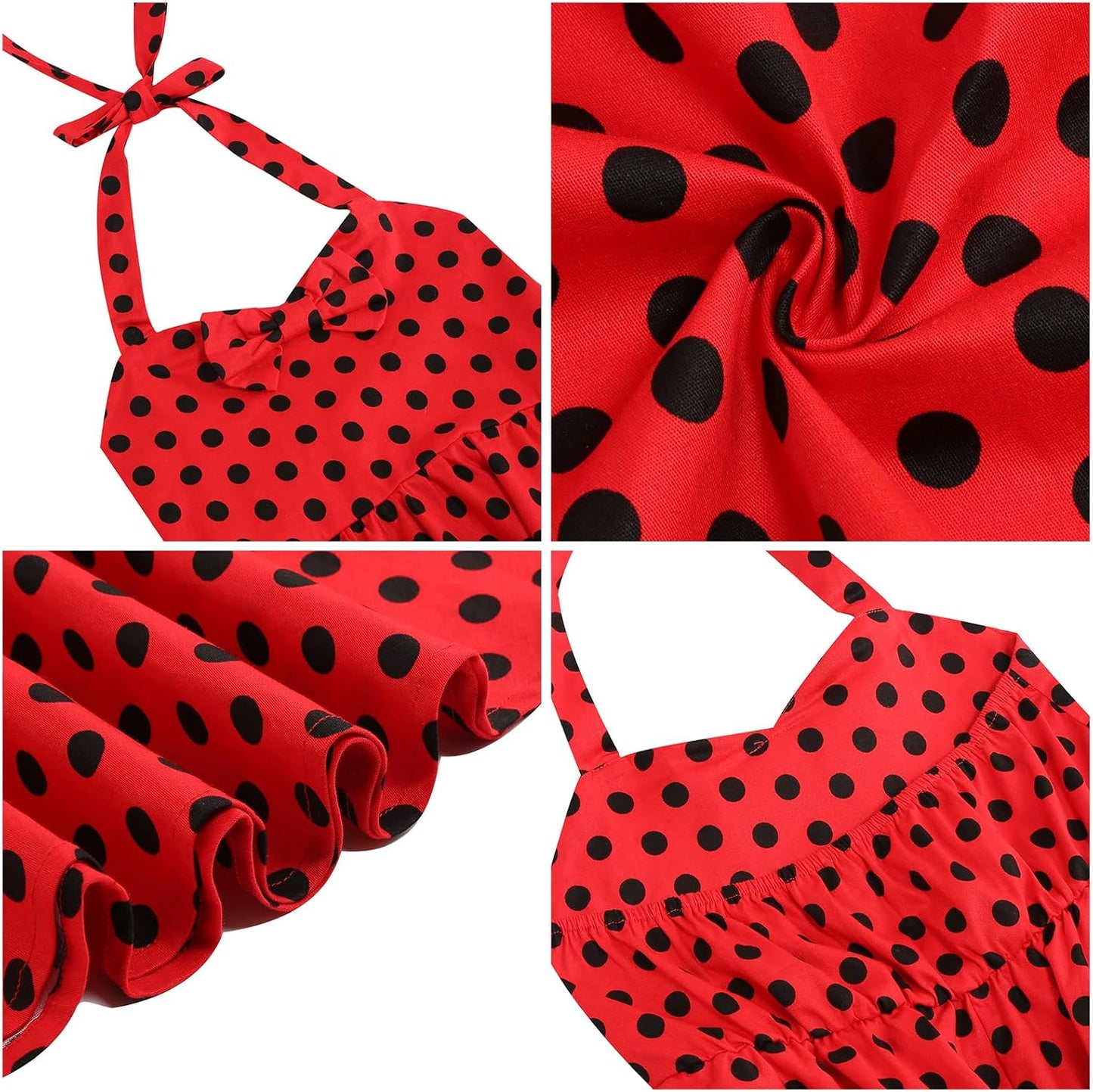1950s Vintage Dresses for Girls Halter Dress Sleeveless Bowknot Heart Neck 4-12 Years