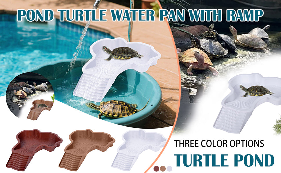 Piscine Tortue Terrestre Mangeoire, Plat d'eau Bassin pour Tortue de Piscine avec Rampe, Bol d'eau pour Reptiles avec Échelle, Bassin de Douche pour Terrasse (A)