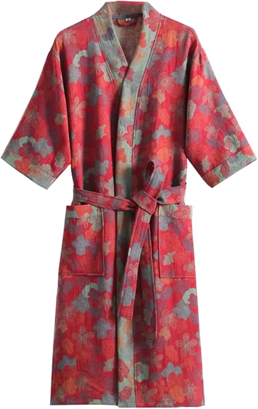 PRINCESS BRIDE 3/4 Sleeve Close Skin Cotton Gauze Summer Breathable Soft Pajamas Spa Bath Quick Dry Robe for Couples