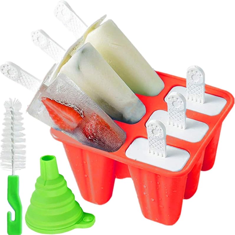 Popsicle Molds， 6 Pieces Silicone Ice Pop Models Popsicle Models Reusable Easy Release Ice Pop Maker (Dark Blue)