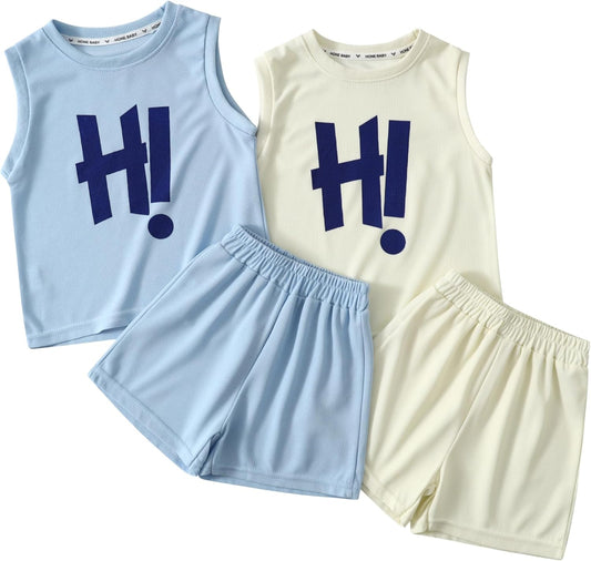 4PC Boy's Toddler Tank Top Boys Shorts Set Outfits Size 7 for Boys Summer Clothing Set 4 - 7Y - TrendyLookz