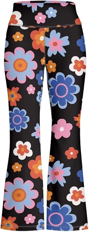 Girls' Athletic Leggings Bell Bottoms Kids Dance Running Yoga Pants High Waisted Workout Active Dance Tights