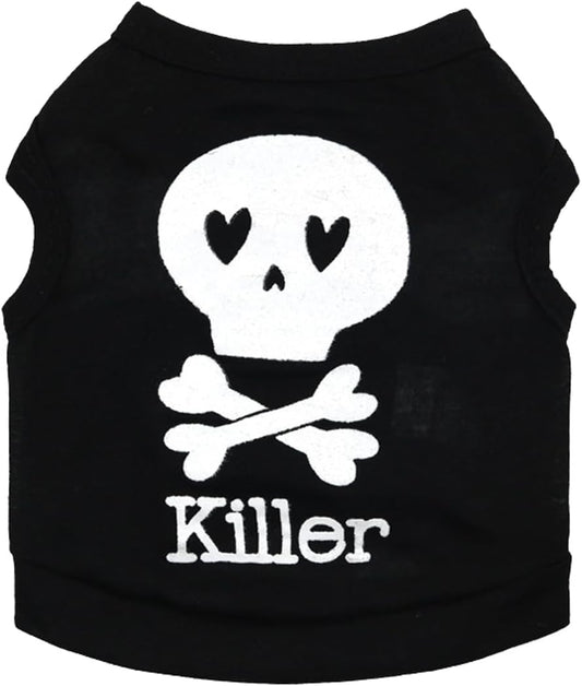 Dog Clothes Cat Halloween Shirt Pet Funny Light Weight Tank Tops Doggy Outfit Halloween Clothes for Dogs Cats Black01 X-Small