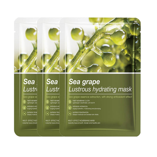 3PCS Hydrating Mask,Anti-Aging Facial Masks for Women Anti Wrinkle Face Mask with Sea Grape Extract for Wrinkle and Dull Reduction Deep Hydration, and Smoothing Skin Care Sheet Masks,25g/PC